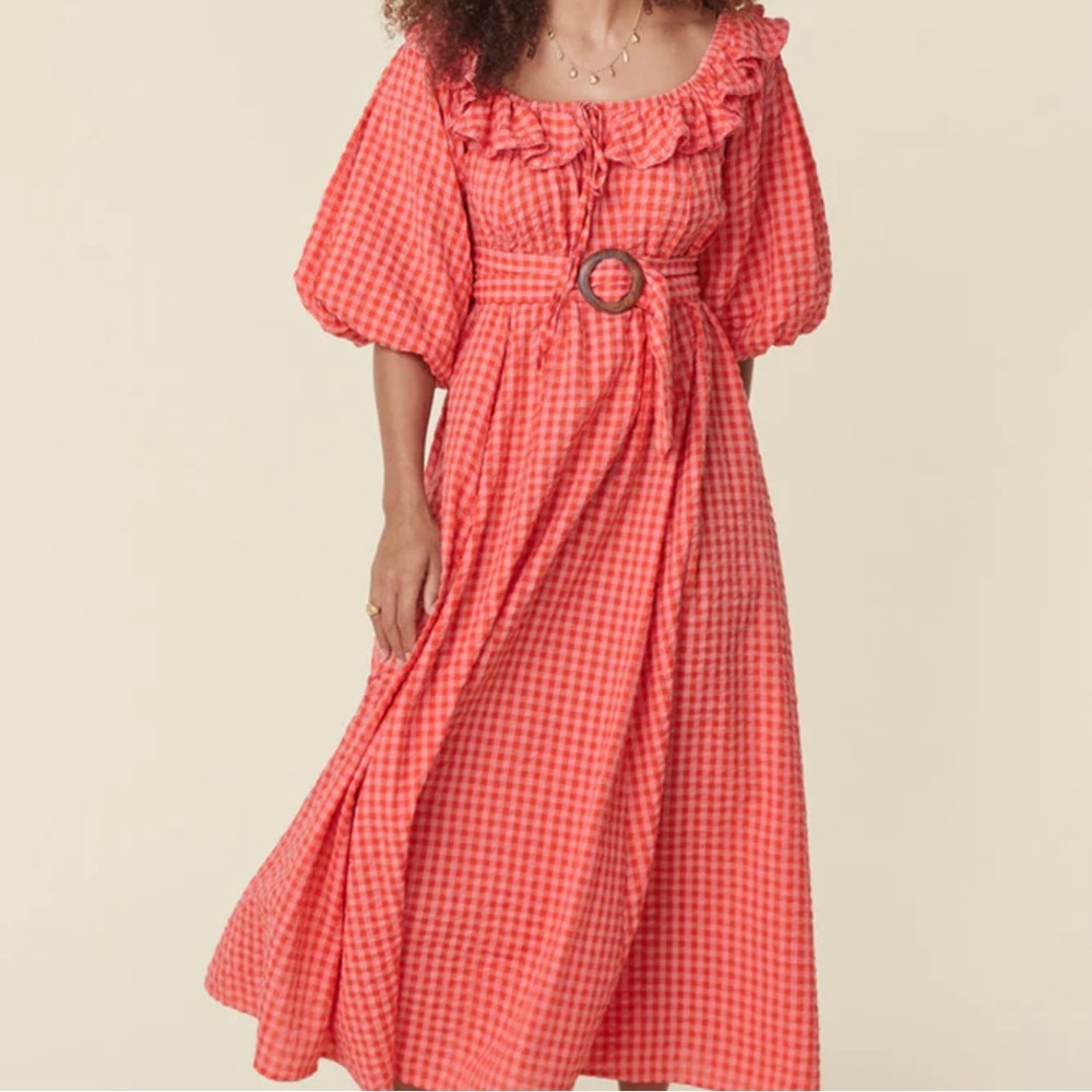 SOLD// Spell Strawberry Fields Midi Dress - Picture 1 of 10